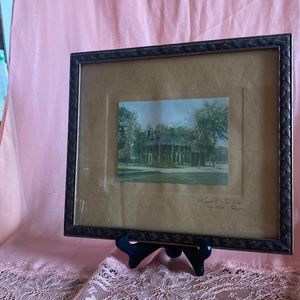 1906 Wright Tavern Concord, MA Lamson Studio matted postcard in VTG. wood frame
